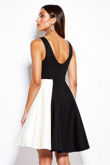 Chic A Line Black and White Cocktail Dress